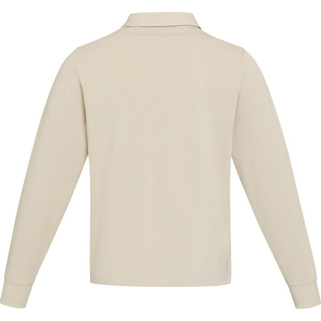 Oatmeal - Back - Elevate Unisex Adult Clyde Organic Cotton Rugby Polo Sweatshirt