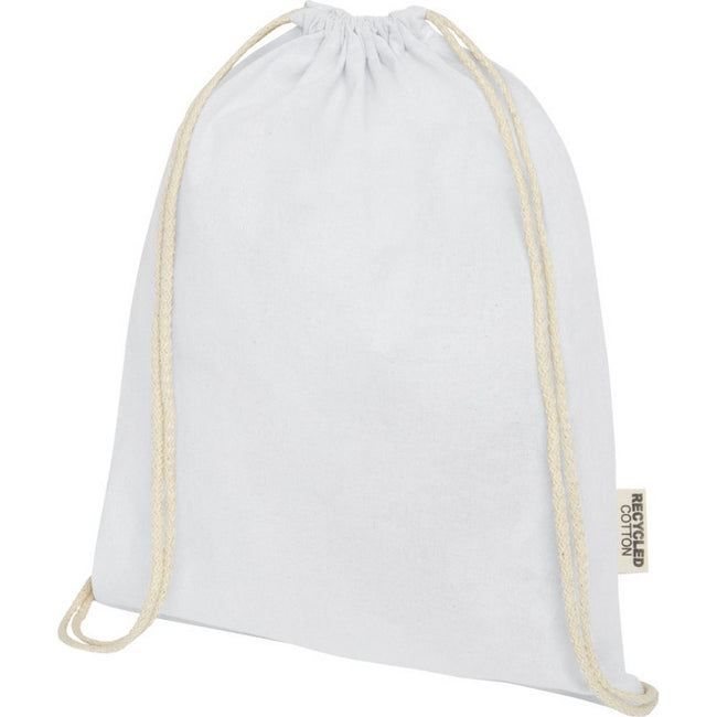 White - Side - Oregon Recycled Cotton Drawstring Bag