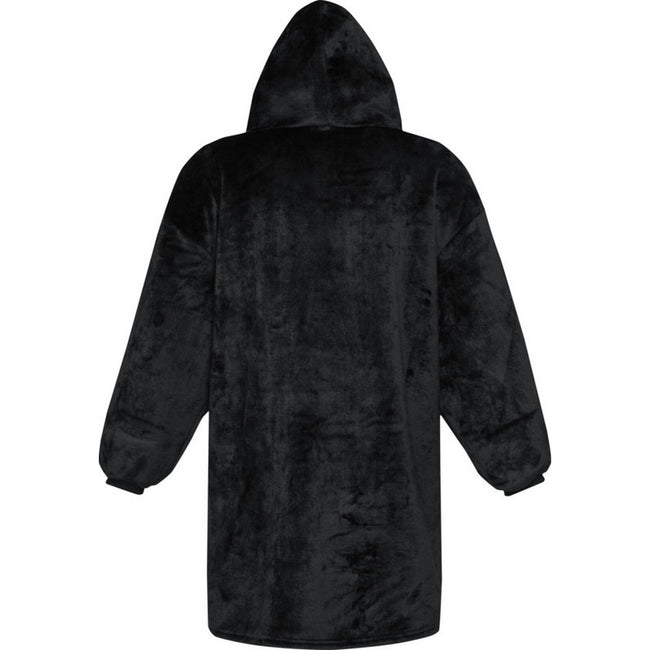 Solid Black - Back - Unisex Adult Denali Hoodie Blanket