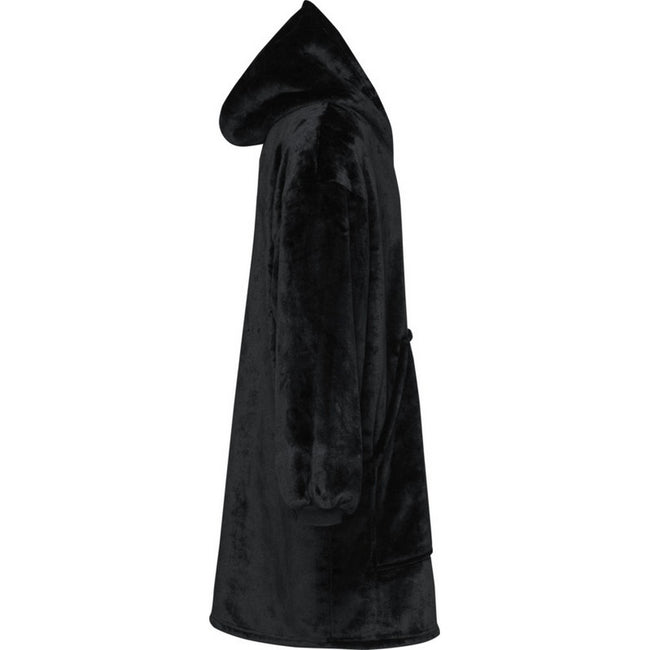 Solid Black - Side - Unisex Adult Denali Hoodie Blanket