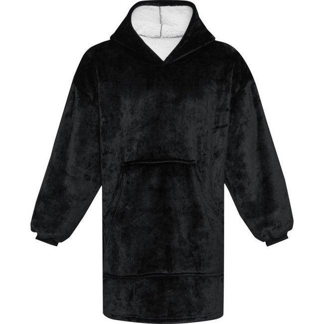Solid Black - Front - Unisex Adult Denali Hoodie Blanket