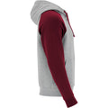 Heather Grey-Garnet - Side - Roly Childrens-Kids Badet Two Tone Drawstring Hoodie