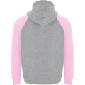 Heather Grey-Light Pink - Back - Roly Childrens-Kids Badet Two Tone Drawstring Hoodie