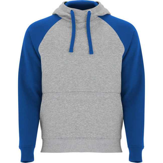Heather Grey-Royal Blue - Front - Roly Childrens-Kids Badet Two Tone Drawstring Hoodie
