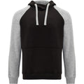 Solid Black-Heather Grey - Front - Roly Childrens-Kids Badet Two Tone Drawstring Hoodie