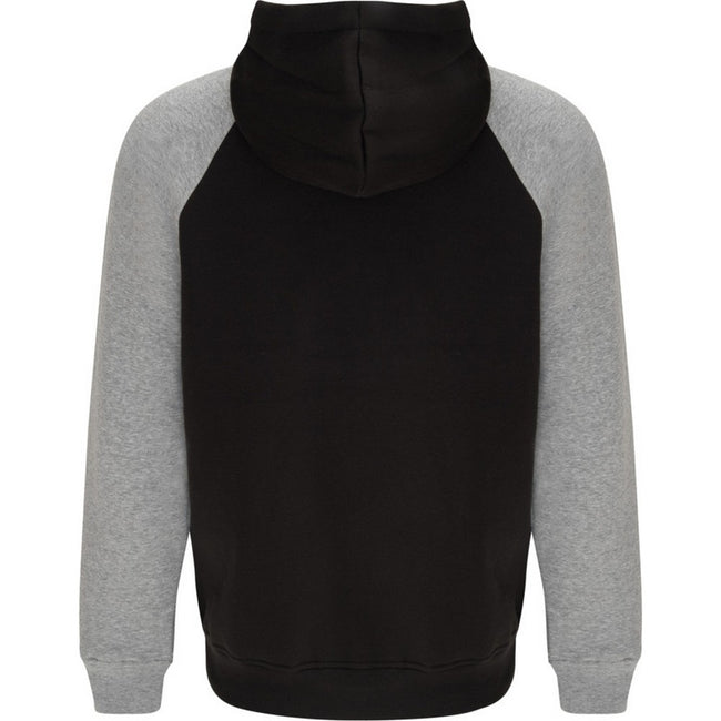 Solid Black-Heather Grey - Back - Roly Childrens-Kids Badet Two Tone Drawstring Hoodie