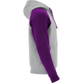 Heather Grey-Purple - Side - Roly Childrens-Kids Badet Two Tone Drawstring Hoodie