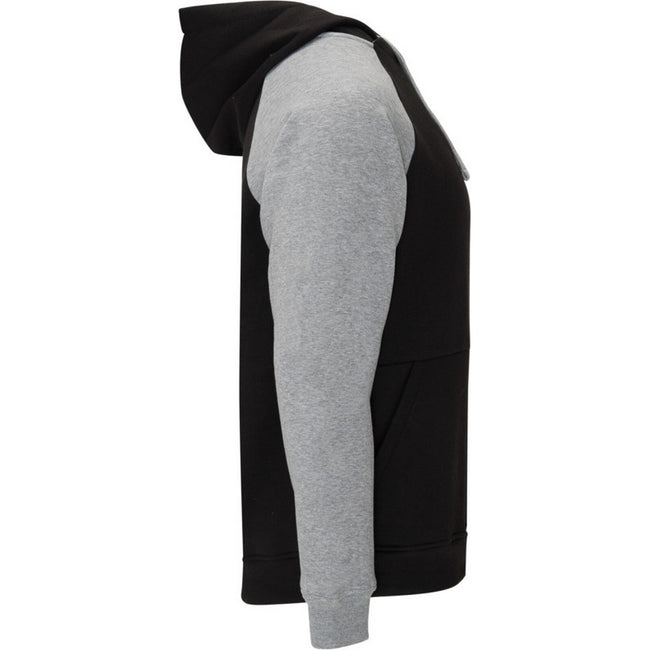 Solid Black-Heather Grey - Side - Roly Childrens-Kids Badet Two Tone Drawstring Hoodie