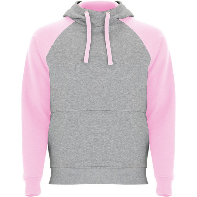 Heather Grey-Light Pink - Front - Roly Unisex Adult Badet Two Tone Hoodie