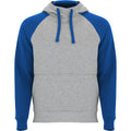 Heather Grey-Royal Blue - Front - Roly Unisex Adult Badet Two Tone Hoodie