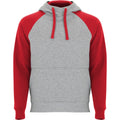 Heather Grey-Red - Front - Roly Unisex Adult Badet Two Tone Hoodie