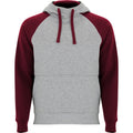 Heather Grey-Garnet - Front - Roly Unisex Adult Badet Two Tone Hoodie