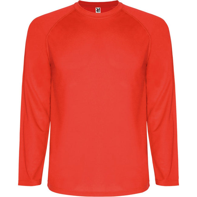 Red - Front - Roly Childrens-Kids Montecarlo Long-Sleeved Sports T-Shirt