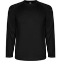 Solid Black - Front - Roly Childrens-Kids Montecarlo Long-Sleeved Sports T-Shirt