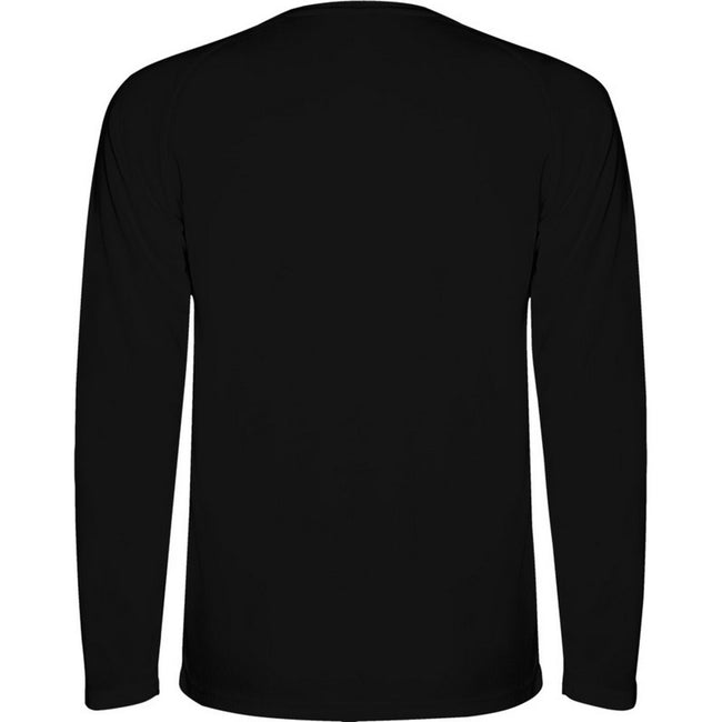 Solid Black - Back - Roly Childrens-Kids Montecarlo Long-Sleeved Sports T-Shirt