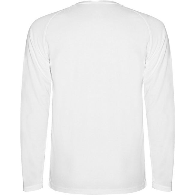 White - Back - Roly Childrens-Kids Montecarlo Long-Sleeved Sports T-Shirt