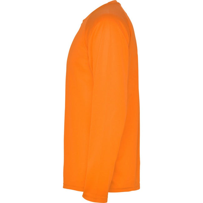 Fluorescent Orange - Lifestyle - Roly Childrens-Kids Montecarlo Long-Sleeved Sports T-Shirt