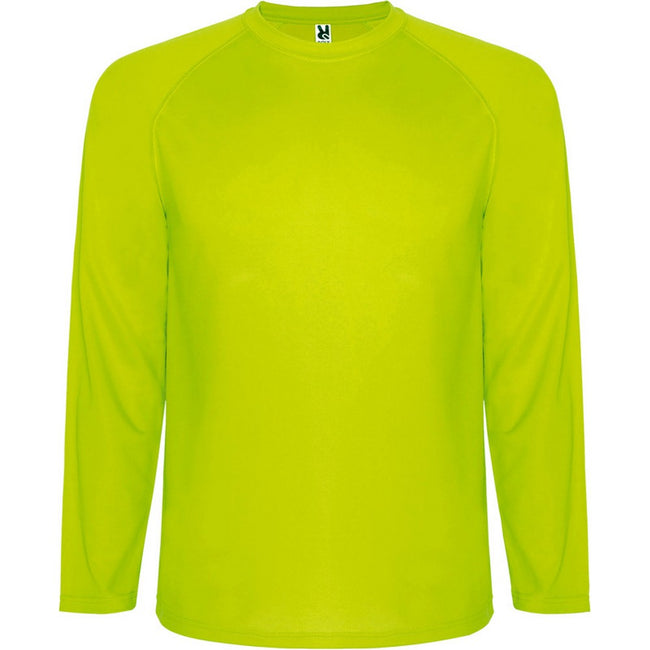 Fluorescent Yellow - Front - Roly Childrens-Kids Montecarlo Long-Sleeved Sports T-Shirt