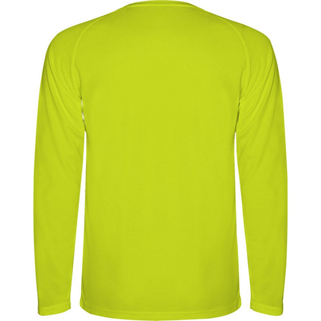 Fluorescent Yellow - Back - Roly Childrens-Kids Montecarlo Long-Sleeved Sports T-Shirt