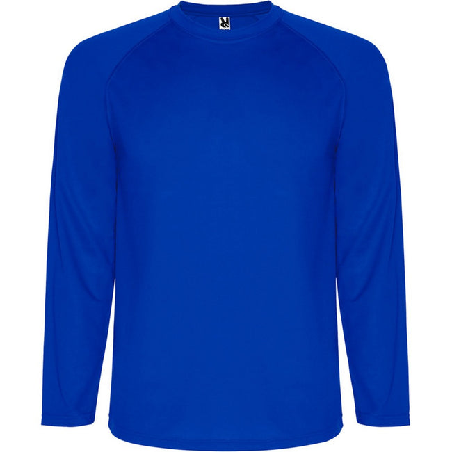 Blue - Front - Roly Childrens-Kids Montecarlo Long-Sleeved Sports T-Shirt