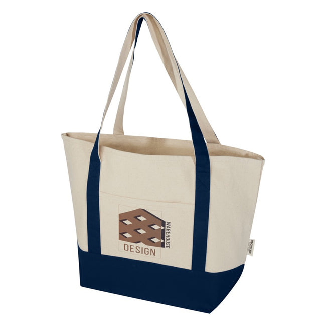 Navy-Natural - Side - Sam Recycled Cotton 15L Tote Bag