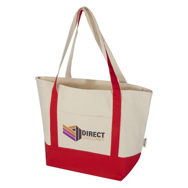 Red-Natural - Side - Sam Recycled Cotton 15L Tote Bag