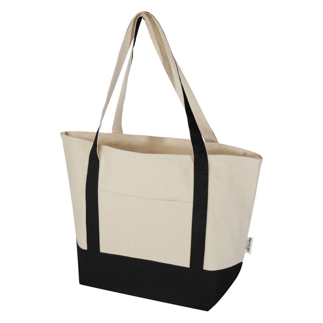 Solid Black-Natural - Front - Sam Recycled Cotton 15L Tote Bag