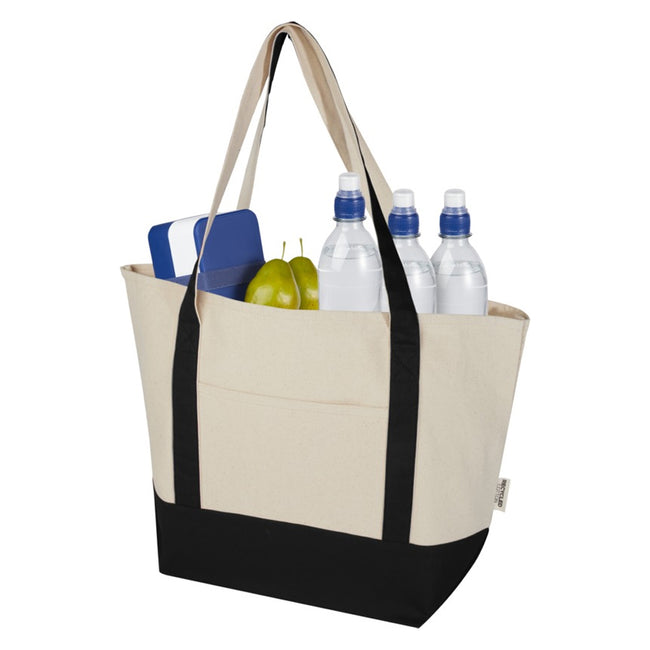 Solid Black-Natural - Back - Sam Recycled Cotton 15L Tote Bag