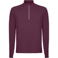 Plum Red - Front - Roly Mens Estambul Quarter Zip Long-Sleeved Sweatshirt
