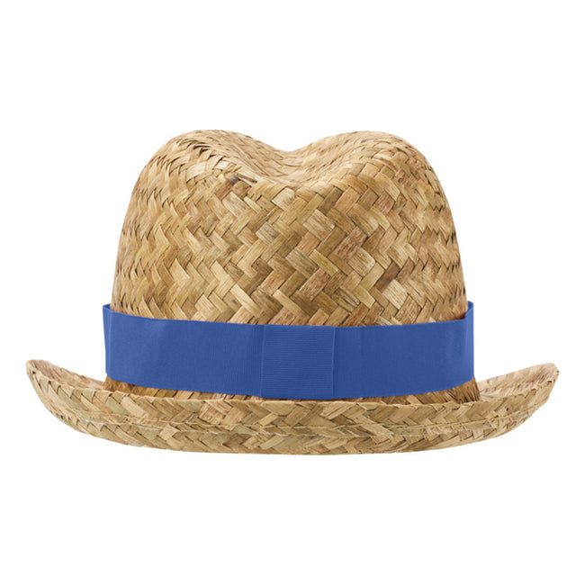 Natural-Royal Blue - Back - Floso Unisex Adult Pricus Straw Sun Hat