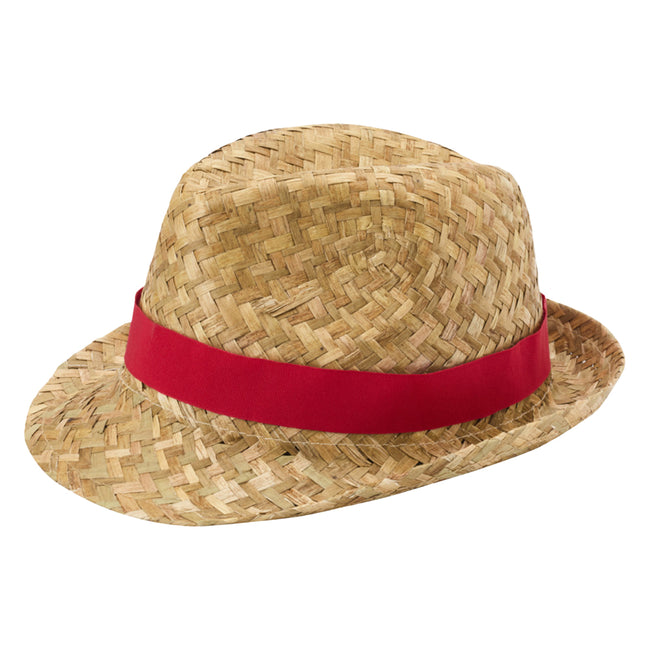 Natural-Red - Front - Floso Unisex Adult Pricus Straw Sun Hat