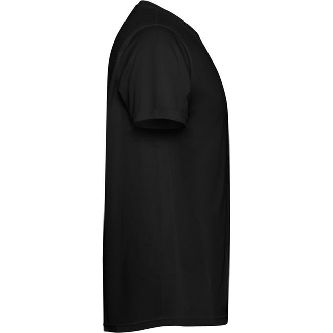Solid Black - Side - Roly Childrens-Kids Estoril Short-Sleeved T-Shirt