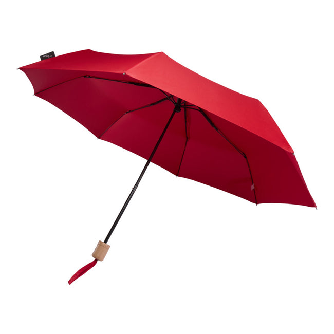 Red - Front - Floso Dane RPET Folding Umbrella