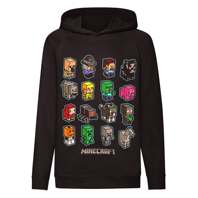 Black - Front - Minecraft Childrens-Kids Mini Mobs Wave Hoodie