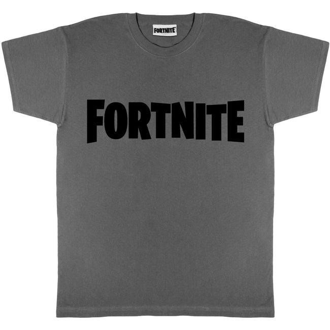Charcoal - Front - Fortnite Womens-Ladies Logo Boyfriend T-Shirt