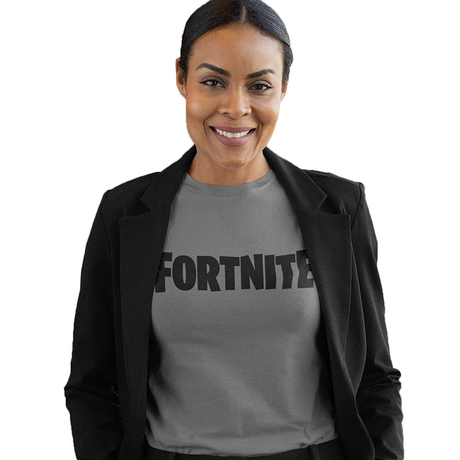 Charcoal - Back - Fortnite Womens-Ladies Logo Boyfriend T-Shirt