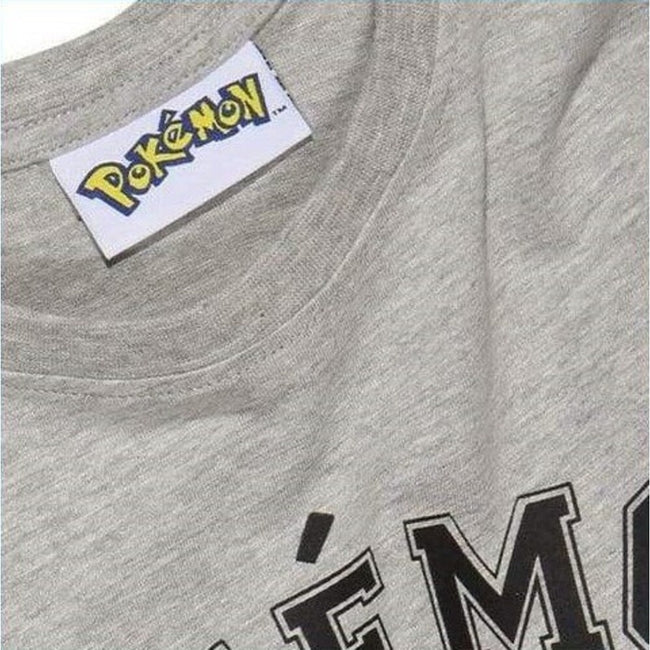 Grey Heather - Side - Pokemon Boys Trainer Pokeball T-Shirt