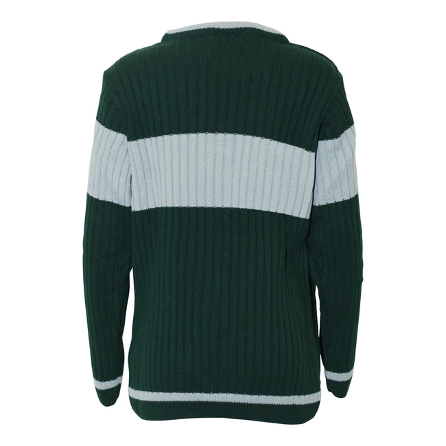Green-Heather Grey - Back - Harry Potter Boys Slytherin Quidditch Knitted Jumper
