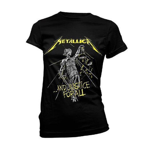 Black - Front - Metallica Womens-Ladies And Justice For All Tracks T-Shirt