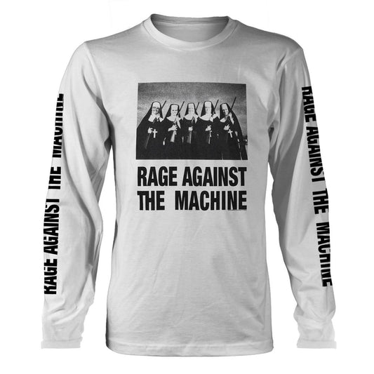 White - Front - Rage Against the Machine Unisex Adult Nuns And Guns Long-Sleeved T-Shirt