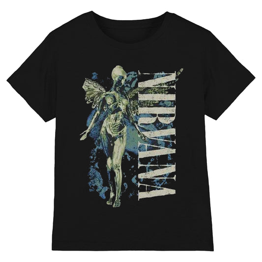Black - Front - Nirvana Unisex Adult Vertical Logo T-Shirt