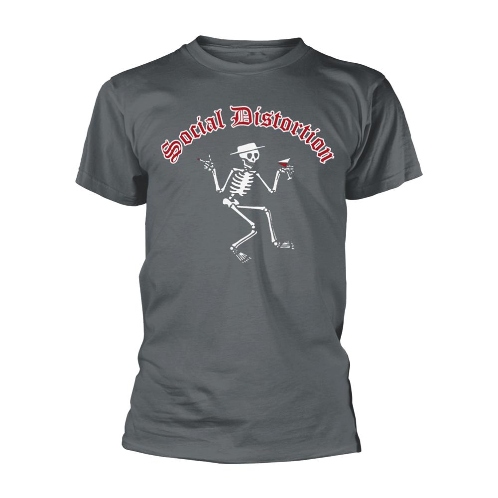 Grey - Front - Social Distortion Unisex Adult Skelly Logo T-Shirt