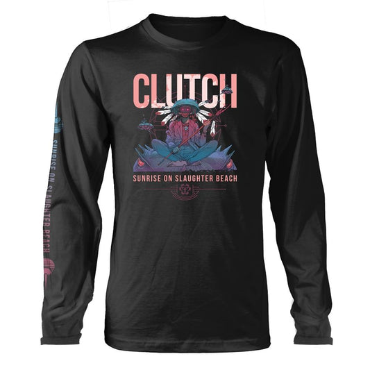 Black - Front - Clutch Unisex Adult Sunrise On Slaughter Beach Long-Sleeved T-Shirt