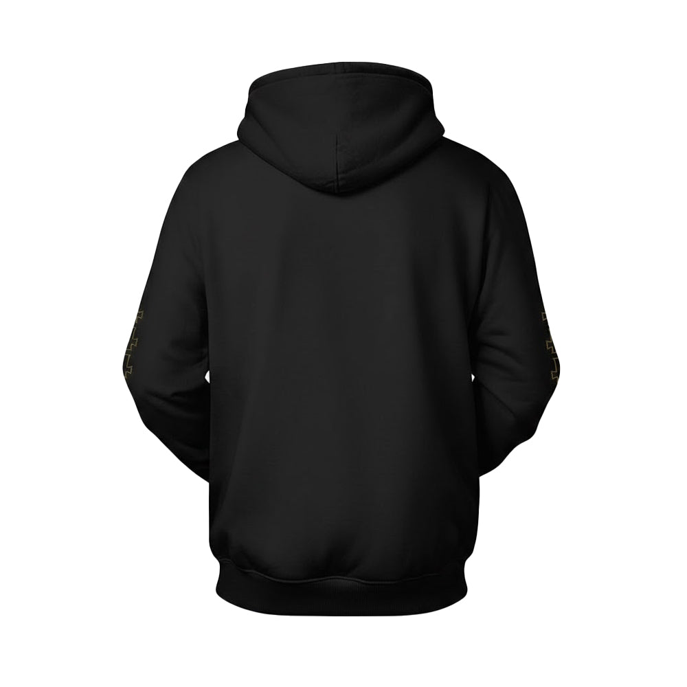 Black-Gold - Back - Venom Unisex Adult At War With Satan Hoodie
