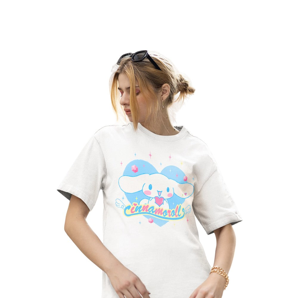 White - Back - Sanrio Unisex Adult Cinnamorol Heart T-Shirt