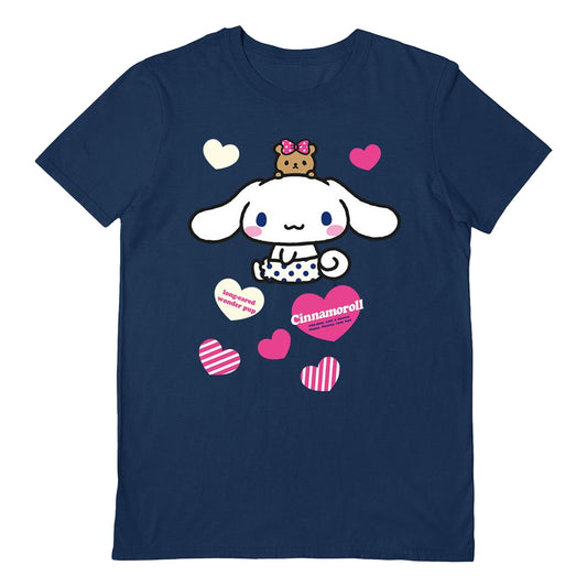 Navy Blue - Front - Cinnamoroll Unisex Adult Puppy T-Shirt