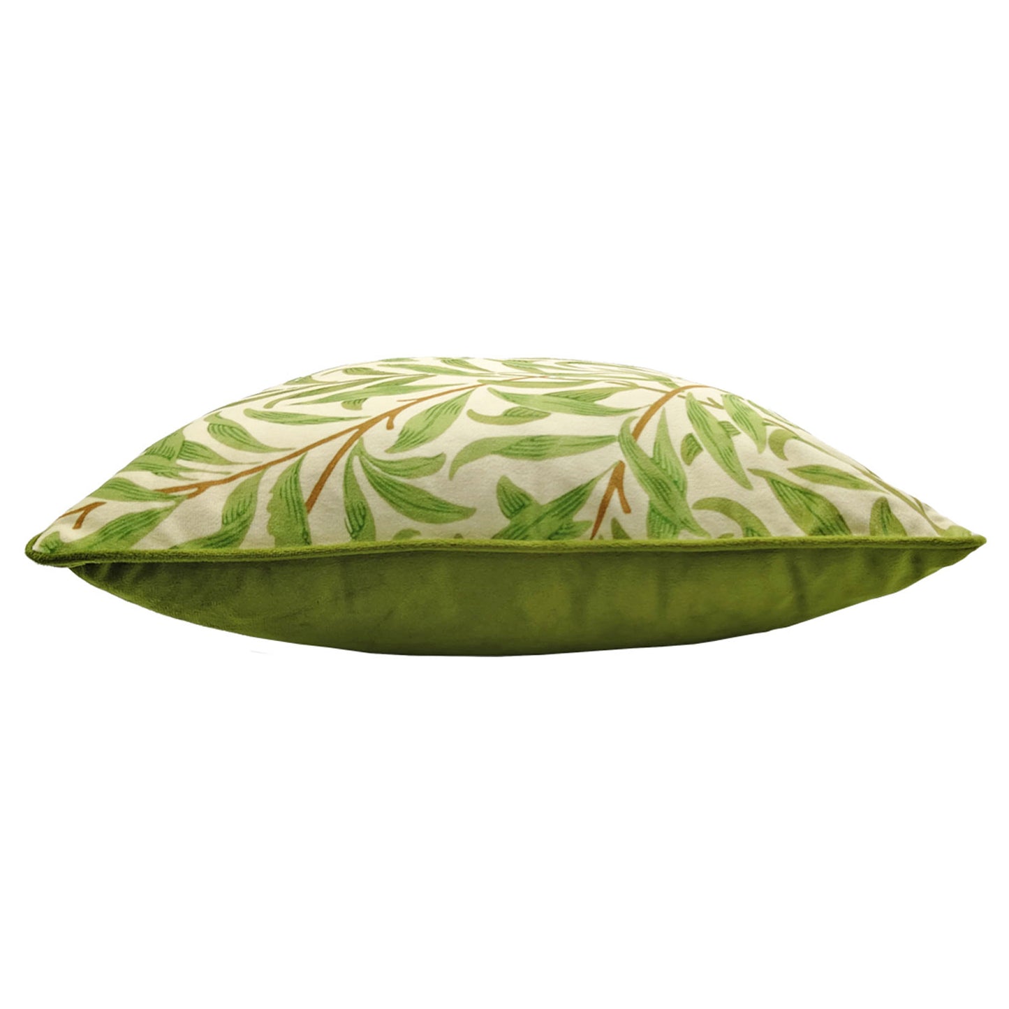 Off White-Green-Brown - Back - William Morris Willow Bough Filled Cushion