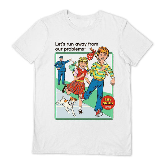 White - Front - Steven Rhodes Mens Let´s Run Away T-Shirt