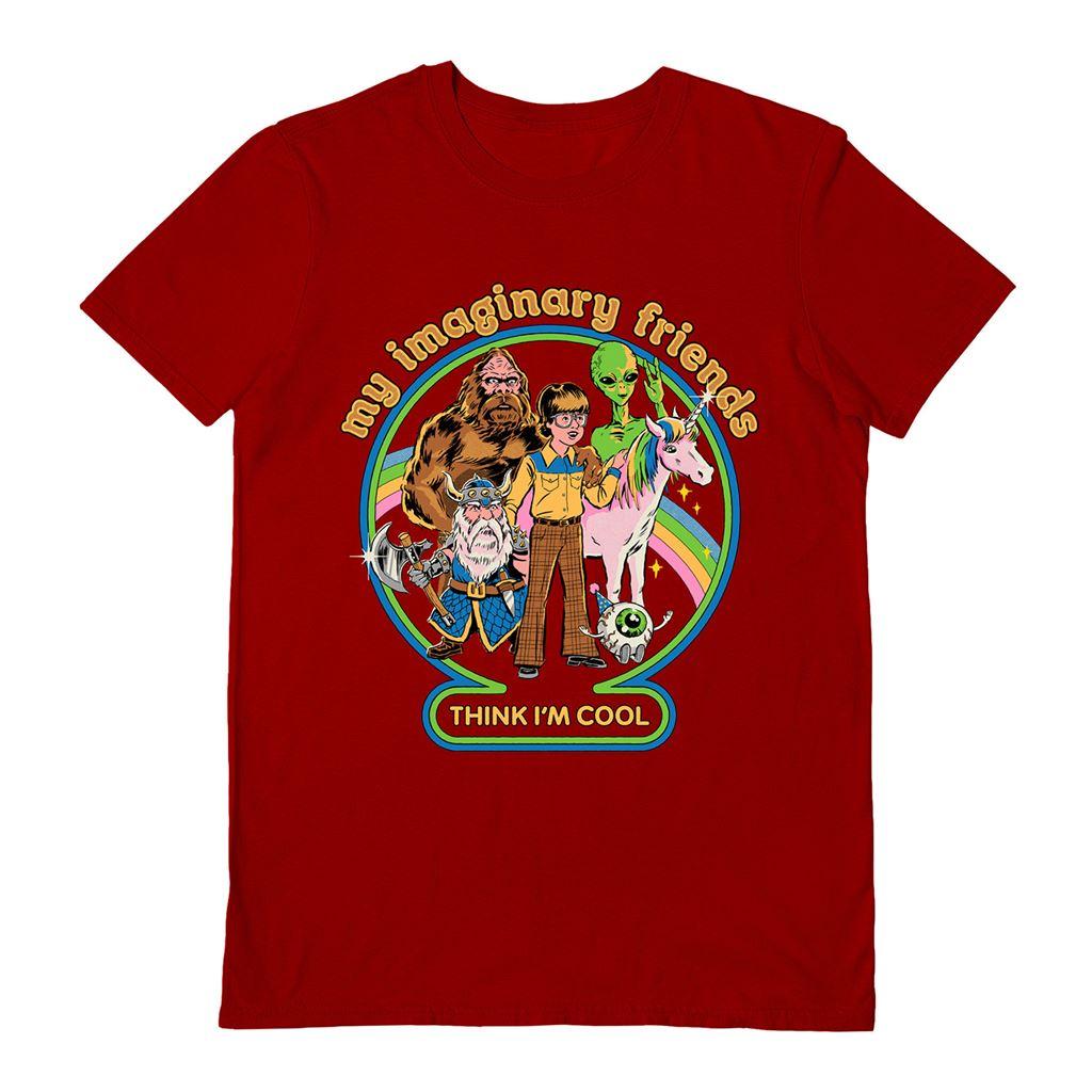 Red - Back - Steven Rhodes Unisex Adult My Imaginary Friends T-Shirt