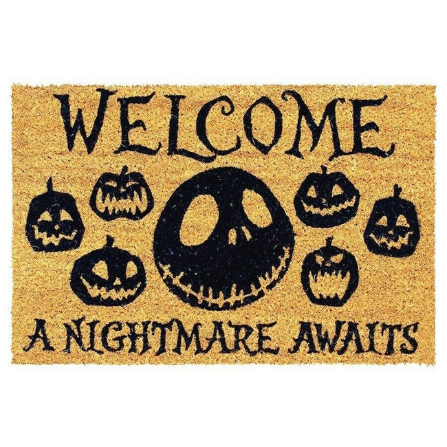 Brown-Black - Back - Nightmare Before Christmas A Nightmare Awaits Door Mat